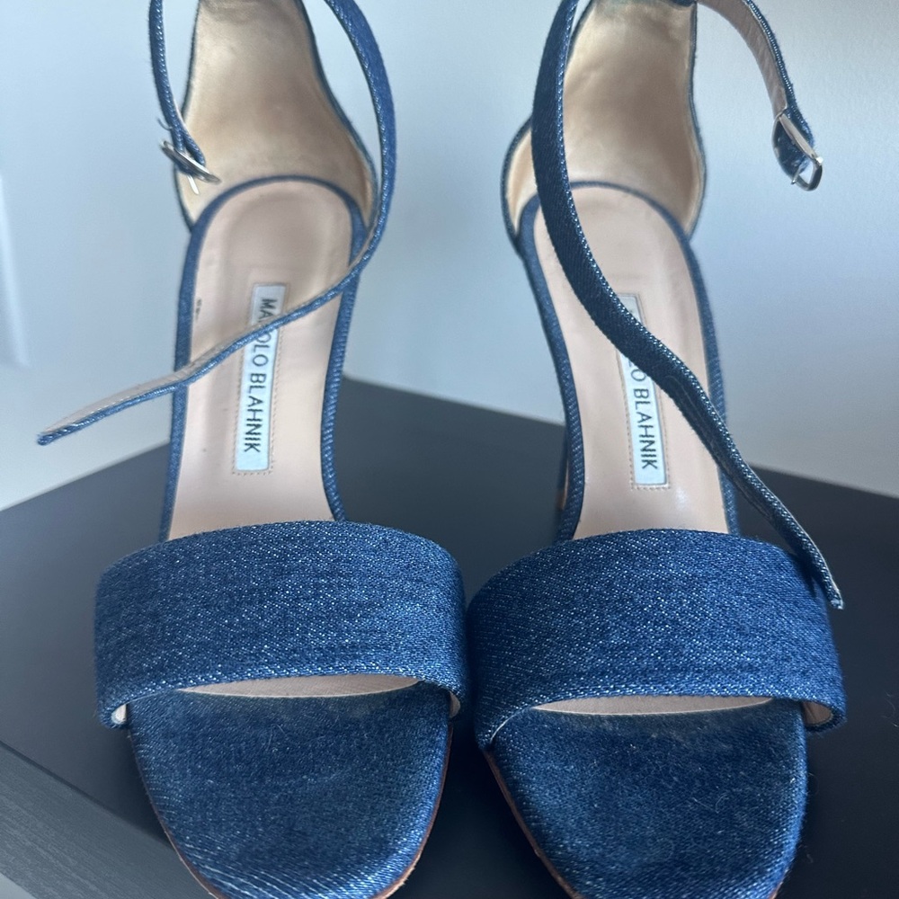 Manolo Blahnik special edition denim high heels